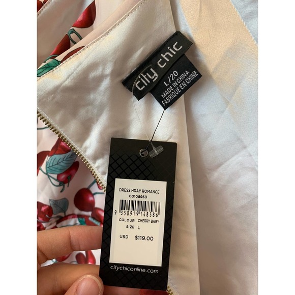 City Chic Cherry Rockabilly Pinup Girl Midi Dress Plus Size 20 NEW - Picture 10 of 13